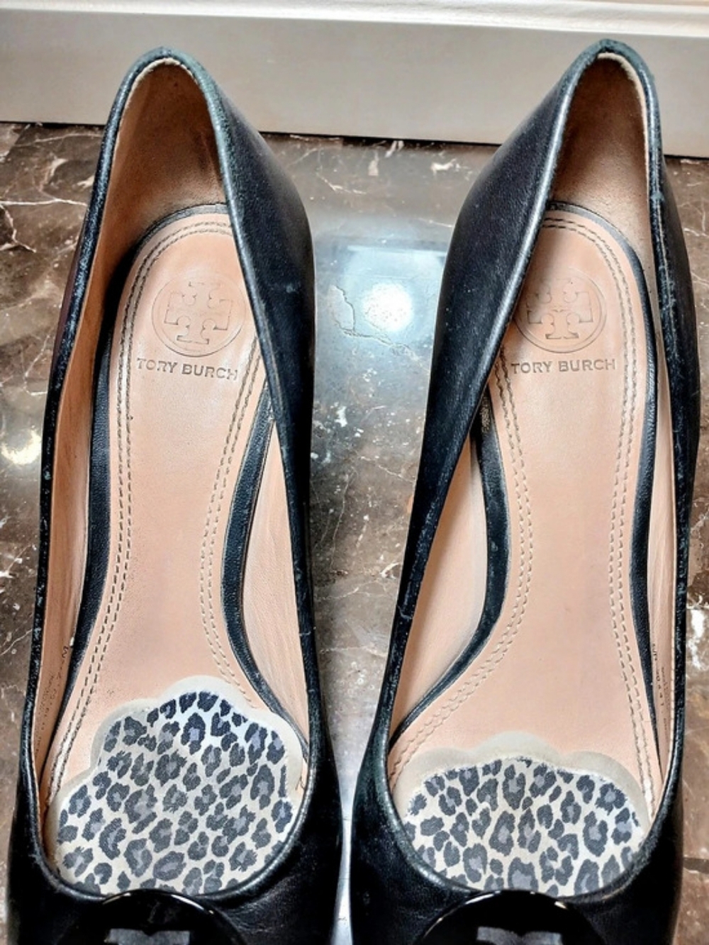 Tory Burch Block Heel Pump Black Leather US 7.5 - Picture 6 of 16